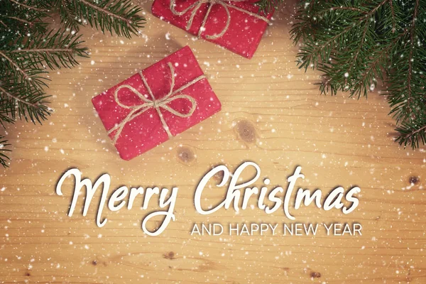 Feliz Natal e Feliz Ano Novo cartão — Fotografia de Stock