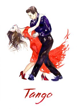 Tutkulu çift tango dans