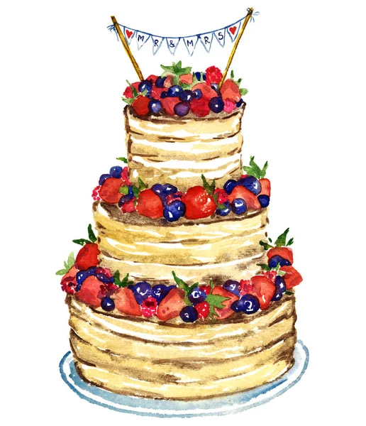 Bröllopstårta med bär — Stockfoto
