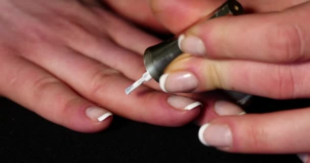 Woman Hands And Nails With French Manicure — Stock Video