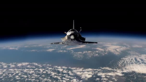 Space Shuttle Orbiting Earth — Stock Video