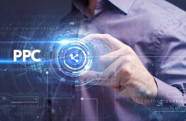 Ekonomi, teknoloji, Internet ve ağ kavramı. Genç busine