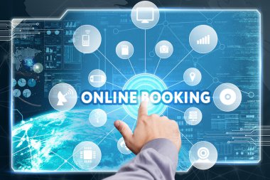 Ekonomi, teknoloji, Internet ve ağ kavramı. Genç busine
