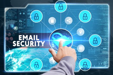 Ekonomi, teknoloji, Internet ve ağ kavramı. Genç busine