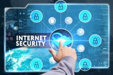 Ekonomi, teknoloji, Internet ve ağ kavramı. Genç busine