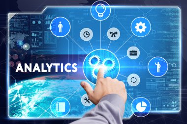 Ekonomi, teknoloji, Internet ve ağ kavramı. Genç busine