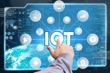 Ekonomi, teknoloji, Internet ve ağ kavramı. Genç busine