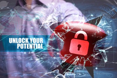 Ekonomi, teknoloji, Internet ve ağ güvenlik. kilidini senin