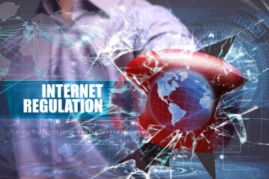 Ekonomi, teknoloji, Internet ve ağ kavramı. Genç busine