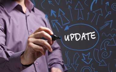 Teknoloji, internet, iş ve pazarlama. Genç iş adamı