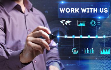 Teknoloji, internet, iş ve pazarlama. Genç iş adamı