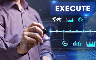 Teknoloji, internet, iş ve pazarlama. Genç iş adamı