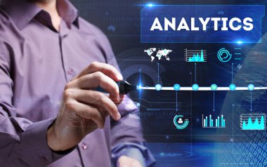 Teknoloji, internet, iş ve pazarlama. Genç iş adamı