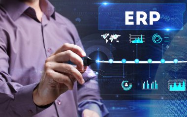 Teknoloji, internet, iş ve pazarlama. Genç iş adamı