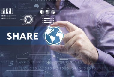 Ekonomi, teknoloji, Internet ve ağ kavramı. Genç busine