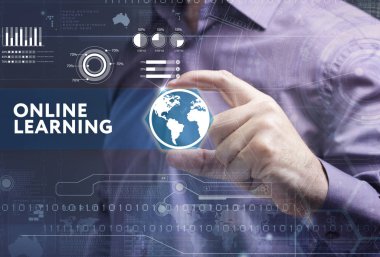 Ekonomi, teknoloji, Internet ve ağ kavramı. Genç busine