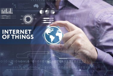 Ekonomi, teknoloji, Internet ve ağ kavramı. Genç busine