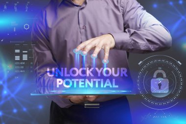 Ekonomi, teknoloji, Internet ve ağ kavramı. Genç busine