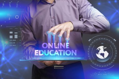 Ekonomi, teknoloji, Internet ve ağ kavramı. Genç busine