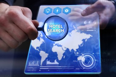 Ekonomi, teknoloji, Internet ve ağ kavramı. Genç busine