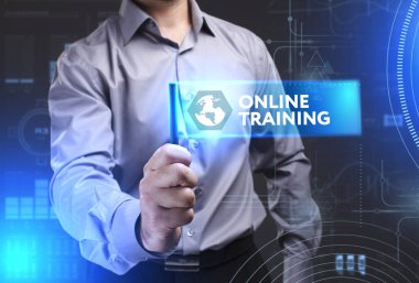 Ekonomi, teknoloji, Internet ve ağ kavramı. Genç busine