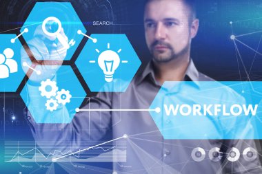 Ekonomi, teknoloji, Internet ve ağ kavramı. Genç busine