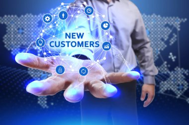 Ekonomi, teknoloji, Internet ve ağ kavramı. Genç busine