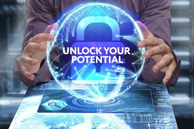 Ekonomi, teknoloji, Internet ve ağ kavramı. Genç busine