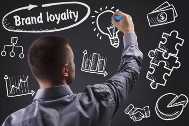 Teknoloji, internet, iş ve pazarlama. Genç iş adamı