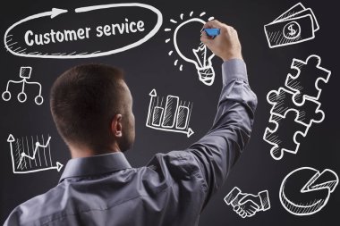 Teknoloji, internet, iş ve pazarlama. Genç iş adamı