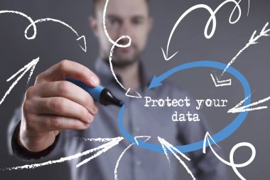 Teknoloji, internet, iş ve pazarlama. Genç iş adamı