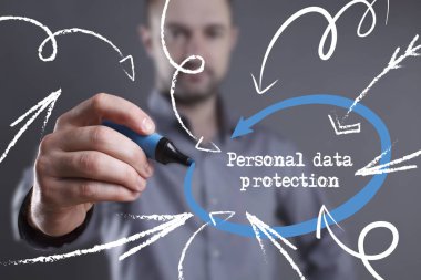 Teknoloji, internet, iş ve pazarlama. Genç iş adamı