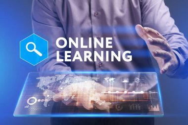 Ekonomi, teknoloji, Internet ve ağ kavramı. Genç busine