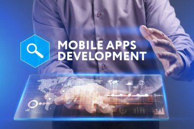 Ekonomi, teknoloji, Internet ve ağ kavramı. Genç busine