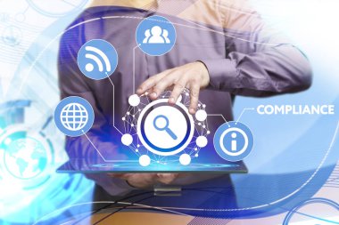 Ekonomi, teknoloji, Internet ve ağ kavramı. Genç busine