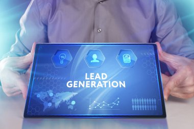 Ekonomi, teknoloji, Internet ve ağ kavramı. Genç busine