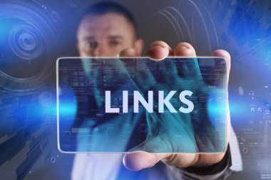 Ekonomi, teknoloji, Internet ve ağ kavramı. Genç busine