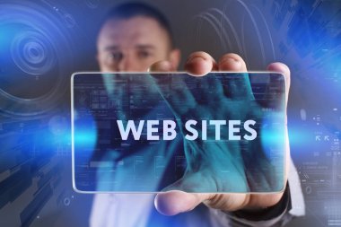 Ekonomi, teknoloji, Internet ve ağ kavramı. Genç busine