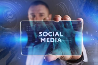 Ekonomi, teknoloji, Internet ve ağ kavramı. Genç busine