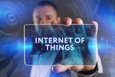 Ekonomi, teknoloji, Internet ve ağ kavramı. Genç busine