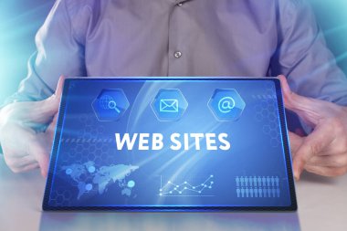 Ekonomi, teknoloji, Internet ve ağ kavramı. Genç busine