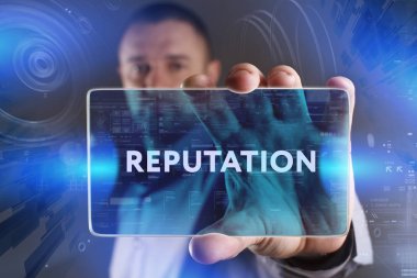 Ekonomi, teknoloji, Internet ve ağ kavramı. Genç busine