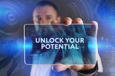 Ekonomi, teknoloji, Internet ve ağ kavramı. Genç busine