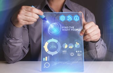 Ekonomi, teknoloji, Internet ve ağ kavramı. Genç busine