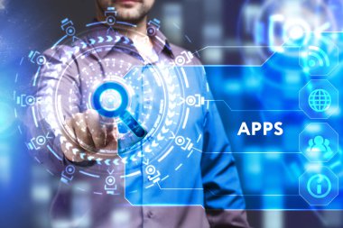 Ekonomi, teknoloji, Internet ve ağ kavramı. Genç busine