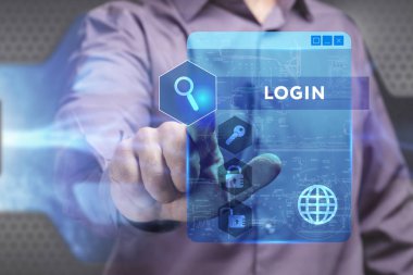 Ekonomi, teknoloji, Internet ve ağ kavramı. Genç busine