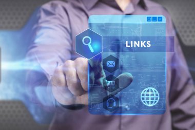 Ekonomi, teknoloji, Internet ve ağ kavramı. Genç busine