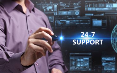 Ekonomi, teknoloji, Internet ve ağ kavramı. Genç busine