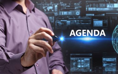 Ekonomi, teknoloji, Internet ve ağ kavramı. Genç busine