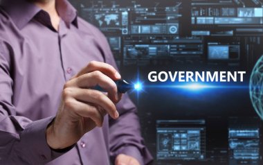 Ekonomi, teknoloji, Internet ve ağ kavramı. Genç busine